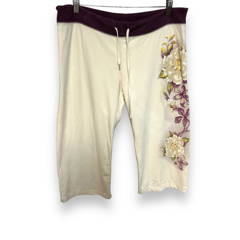 Y2K Lucky Brand M-XL sweatpants cropped flower graphic print boho vintage knit - Picture 12 of 13